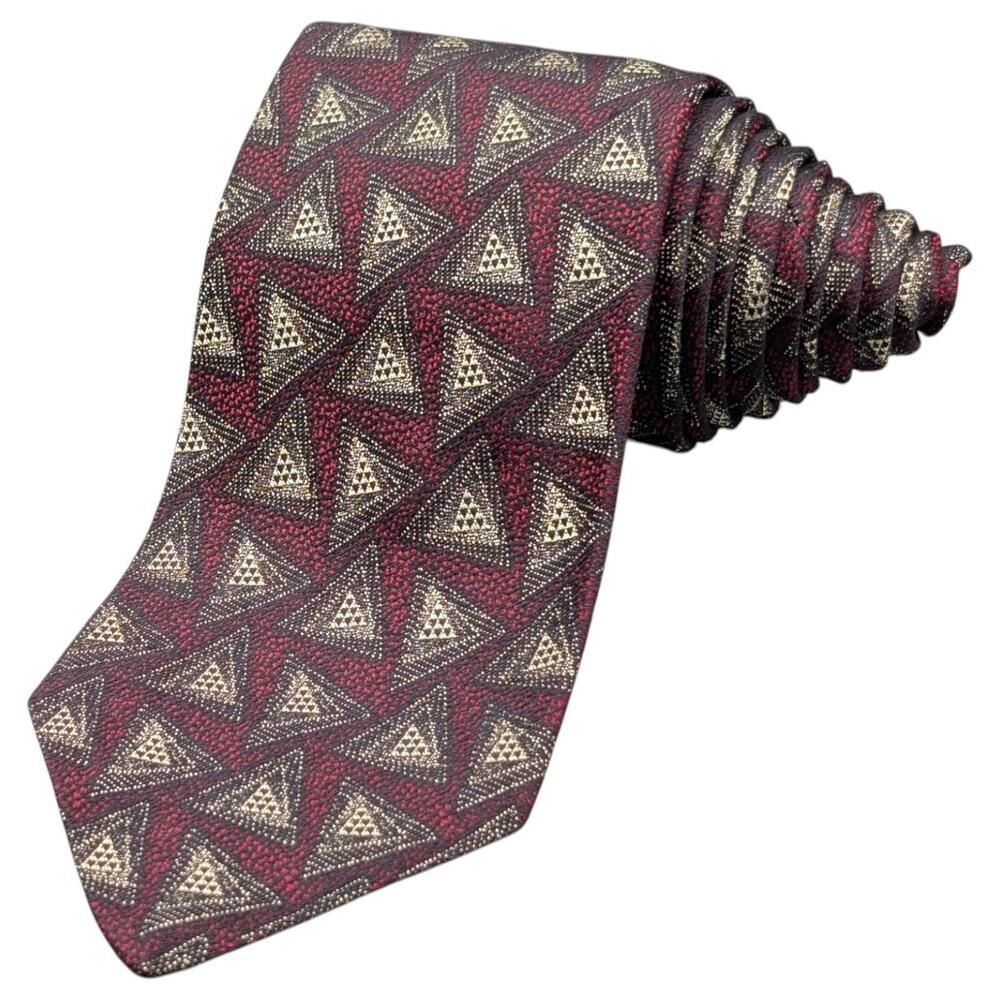 Robert Talbott Best of Class Tie Mens 57" Classic Silk Red Geometric Triangle